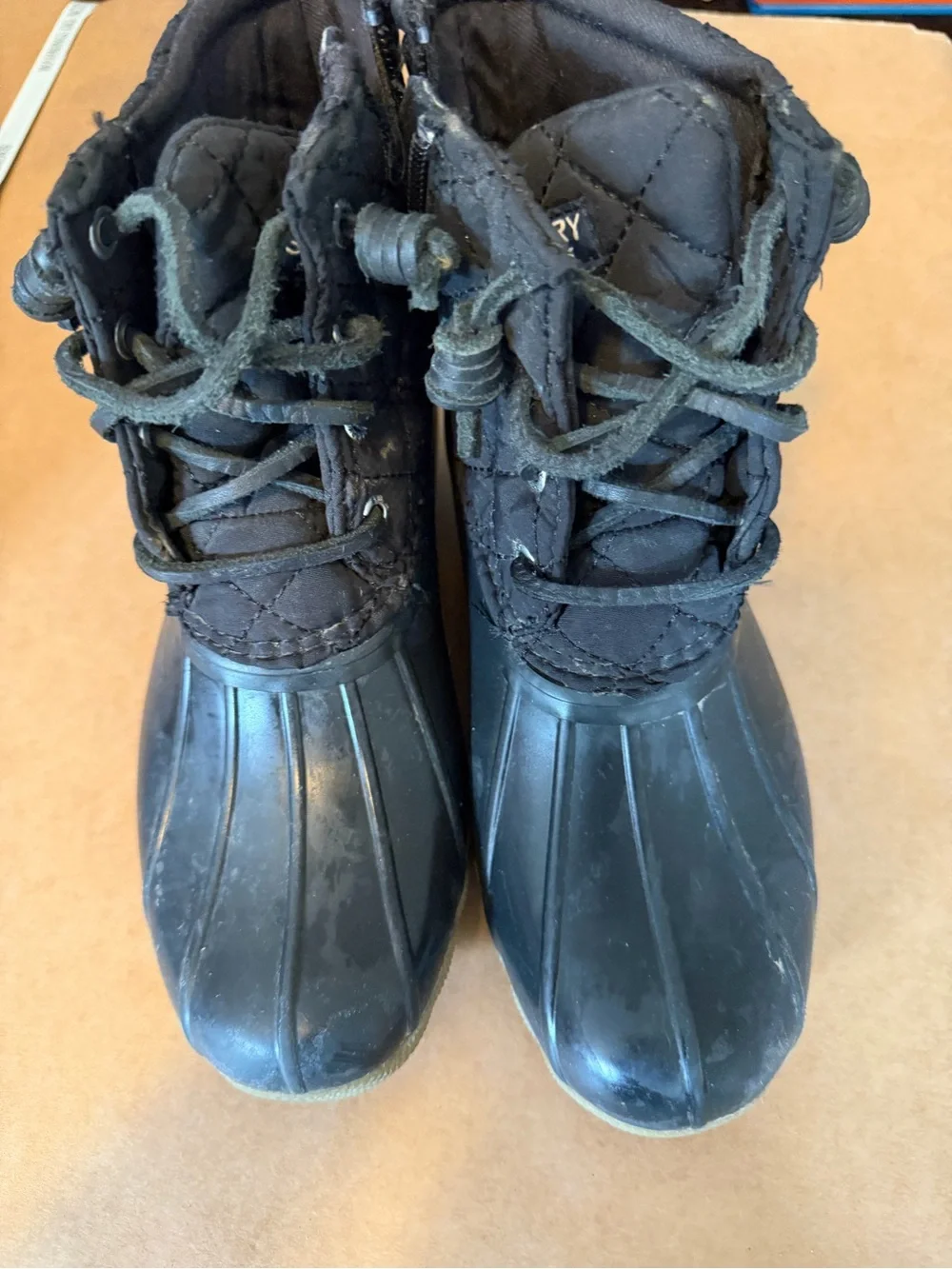 Sperry Black Quilted Kids Rain & Snow Boots